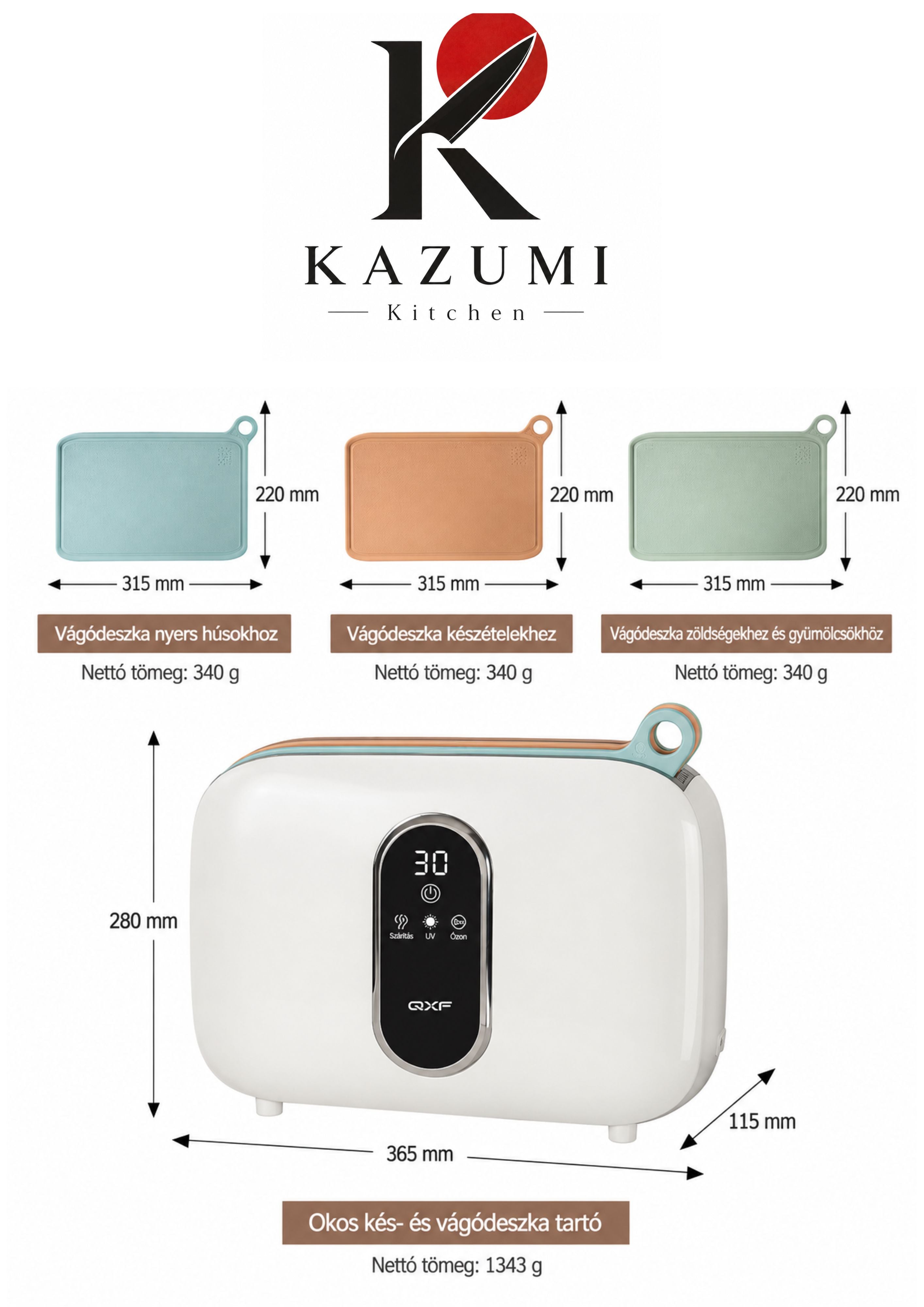 KAZUMI Kitchen – komplett kés- és vágódeszka rendszer intelligens tárolással